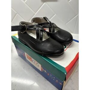 Vintage 90's McKids Mary Jane Flats Girls Toddler Ballerina Black Shoes Dress